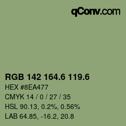 カラーコード: RGB 142 164.6 119.6 | qconv.com