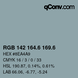 カラーコード: RGB 142 164.6 169.6 | qconv.com