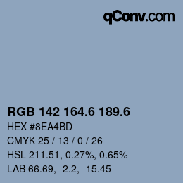 カラーコード: RGB 142 164.6 189.6 | qconv.com