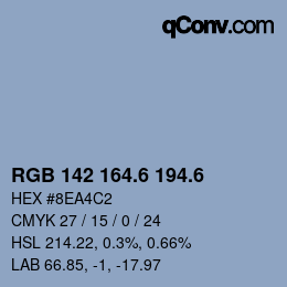 カラーコード: RGB 142 164.6 194.6 | qconv.com