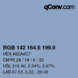カラーコード: RGB 142 164.6 199.6 | qconv.com