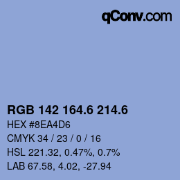 カラーコード: RGB 142 164.6 214.6 | qconv.com