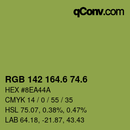 カラーコード: RGB 142 164.6 74.6 | qconv.com