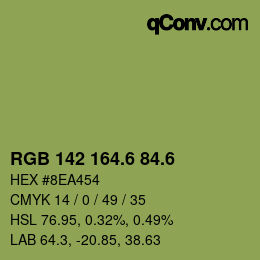 カラーコード: RGB 142 164.6 84.6 | qconv.com