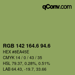 カラーコード: RGB 142 164.6 94.6 | qconv.com