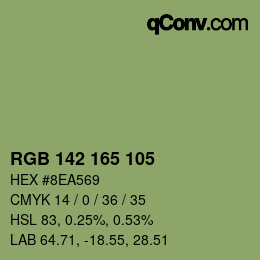 Color code: RGB 142 165 105 | qconv.com