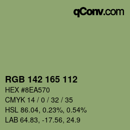 颜色代码: RGB 142 165 112 | qconv.com