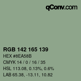 Color code: RGB 142 165 139 | qconv.com