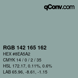颜色代码: RGB 142 165 162 | qconv.com