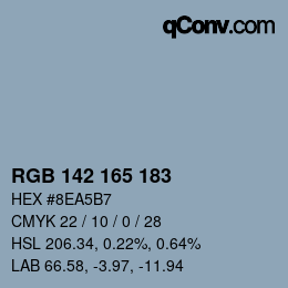 Color code: RGB 142 165 183 | qconv.com