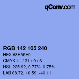Color code: RGB 142 165 240 | qconv.com
