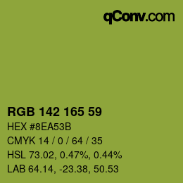 Color code: RGB 142 165 59 | qconv.com