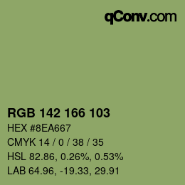 カラーコード: RGB 142 166 103 | qconv.com