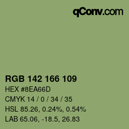 Color code: RGB 142 166 109 | qconv.com