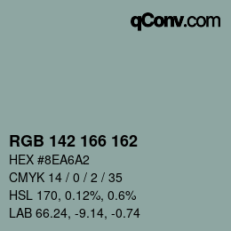 カラーコード: RGB 142 166 162 | qconv.com