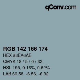 Color code: RGB 142 166 174 | qconv.com
