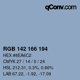 カラーコード: RGB 142 166 194 | qconv.com