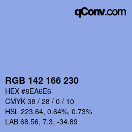 Color code: RGB 142 166 230 | qconv.com