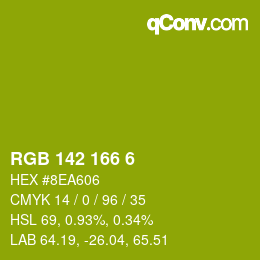Color code: RGB 142 166 6 | qconv.com