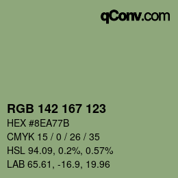 カラーコード: RGB 142 167 123 | qconv.com