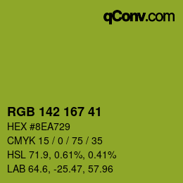 Color code: RGB 142 167 41 | qconv.com