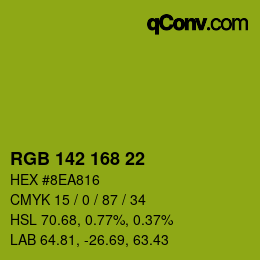 Color code: RGB 142 168 22 | qconv.com