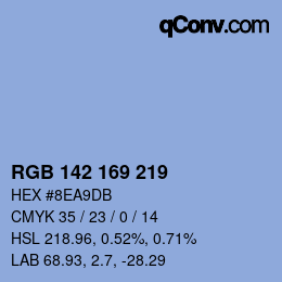 Color code: RGB 142 169 219 | qconv.com