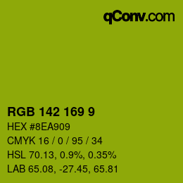 Color code: RGB 142 169 9 | qconv.com