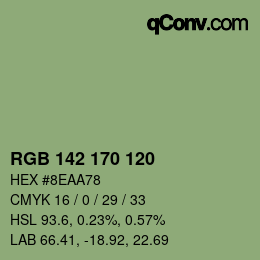 Color code: RGB 142 170 120 | qconv.com