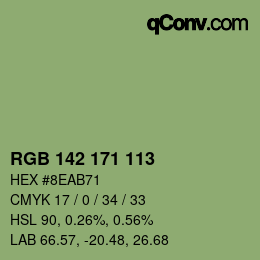 Color code: RGB 142 171 113 | qconv.com