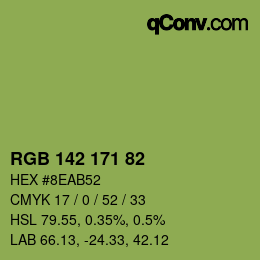 Color code: RGB 142 171 82 | qconv.com