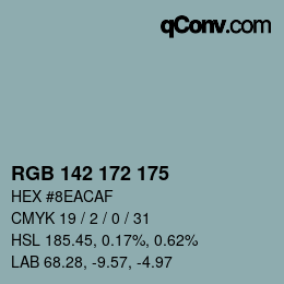 颜色代码: RGB 142 172 175 | qconv.com