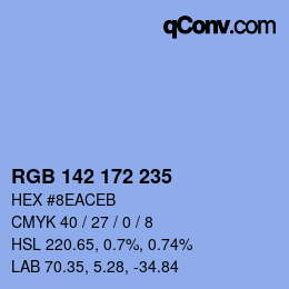 Color code: RGB 142 172 235 | qconv.com