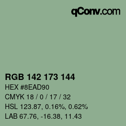 Color code: RGB 142 173 144 | qconv.com