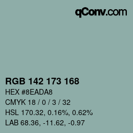 Color code: RGB 142 173 168 | qconv.com