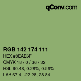 Color code: RGB 142 174 111 | qconv.com