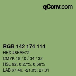 Color code: RGB 142 174 114 | qconv.com