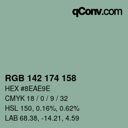 カラーコード: RGB 142 174 158 | qconv.com