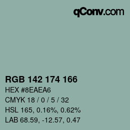 Color code: RGB 142 174 166 | qconv.com