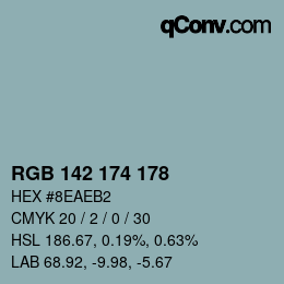 Color code: RGB 142 174 178 | qconv.com