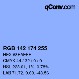Color code: RGB 142 174 255 | qconv.com