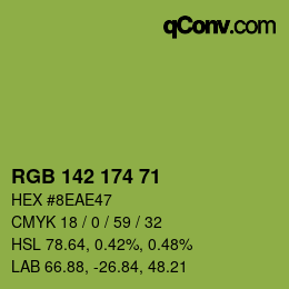 Color code: RGB 142 174 71 | qconv.com