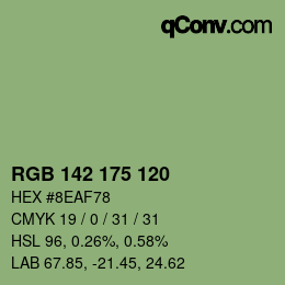 カラーコード: RGB 142 175 120 | qconv.com