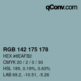 Color code: RGB 142 175 178 | qconv.com