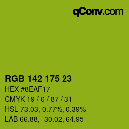 Color code: RGB 142 175 23 | qconv.com