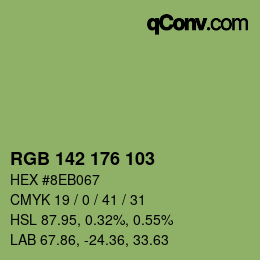 Color code: RGB 142 176 103 | qconv.com