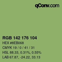 Color code: RGB 142 176 104 | qconv.com