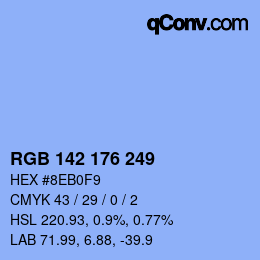 Color code: RGB 142 176 249 | qconv.com