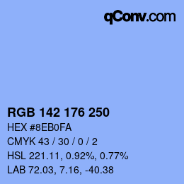 Color code: RGB 142 176 250 | qconv.com