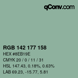 Color code: RGB 142 177 158 | qconv.com